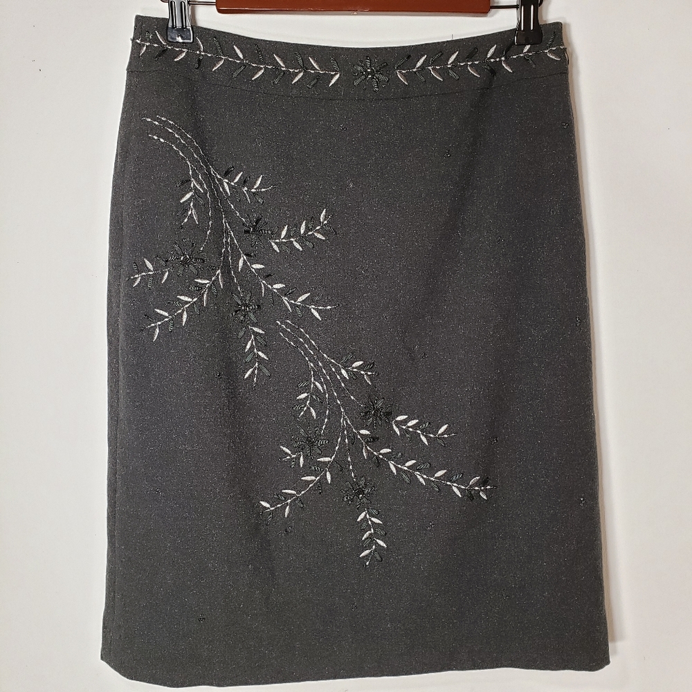 Ann Taylor Petites Midi Skirt Embroidery & Beads - Picture 1 of 6